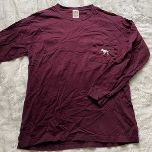 ✅ VS Pink Long Sleeve Campus Tee with Chest Pocket